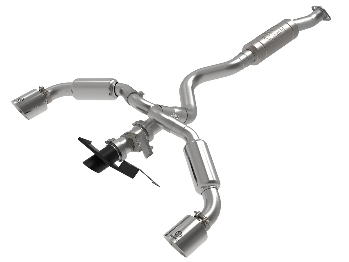 (image for) AFE Power Gemini XV 3 IN to 2-1/2 IN 304 Stainless Steel Cat-Back Exhaust System w/ Cut-Out Polished